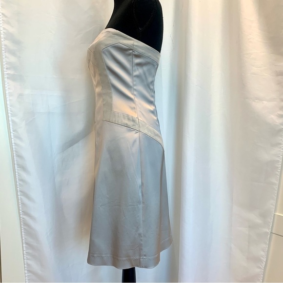 REISS Satin Grey Strapless mini Dress Size 10 formal - Picture 4 of 13